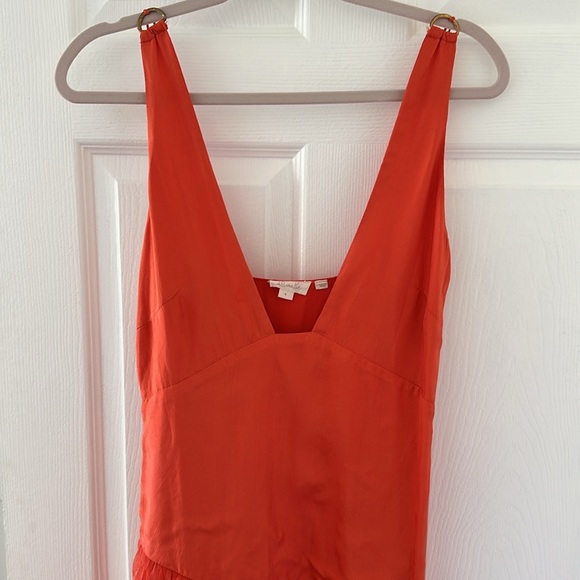 Anthropolgie Let It Be Me Red Orange Ruffle Dress Sz Small - Picture 3 of 8